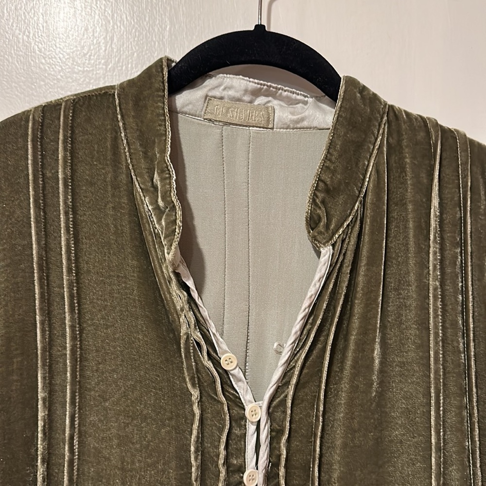 CP Shades olive velvet tunic top S - Picture 2 of 4